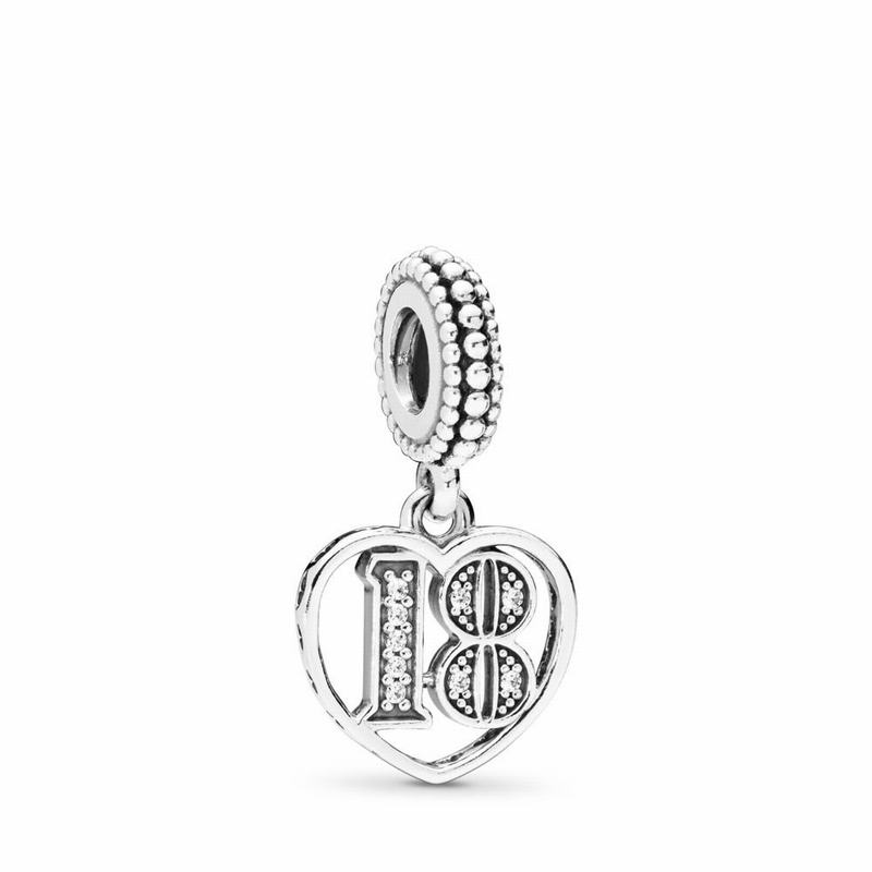 Pandora 18 Dangle Charm - Sterling Silver/Cubic Zirconia - Canada | ZY7063VH